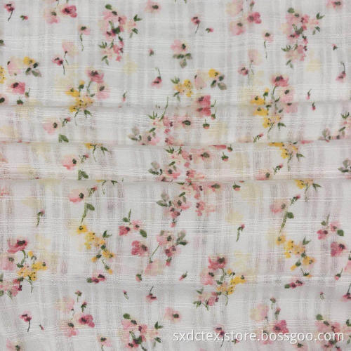 Sweet Floral Printed Rayon Strukturierter Dobby Slub Stoff